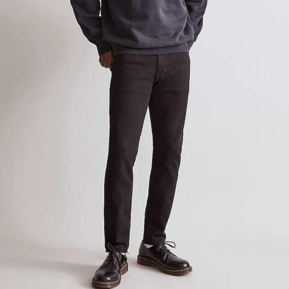 NWT Madewell Men's 40x32 Black Athletic Slim Jean Stretch Dark Denim